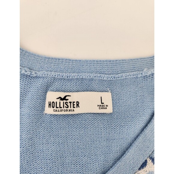 Hollister Women's Blue/White Cropped Button Up Cardigan Sweater Size Large NWOT - Picture 8 of 8